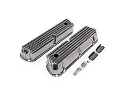 Speedmaster Ford 289/302/351 Windsor Nostalgic Finned Tall Aluminum Valve Covers with Holes; Polished (Universal; Some Adaptation May Be Required)