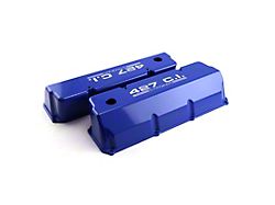 Speedmaster Ford 351 Cleveland 427 C.I. Stroker Tall Aluminum Valve Covers with Holes; Blue (Universal; Some Adaptation May Be Required)
