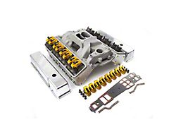 Speedmaster Chevy 350 Angle Plug 190cc Cylinder Head Top End Engine Combo Kit with Polished Valve Covers; Hydraulic Roller Tappet