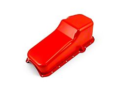 Speedmaster Chevy 350 Oil Pan with Passenger Side Dipstick; 2-Piece Rear Main; Orange (Universal; Some Adaptation May Be Required)