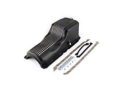 Speedmaster Chevy 454 Finned Aluminum Oil Pan and Gasket Kit for 2-Piece Rear Main; Black (Universal; Some Adaptation May Be Required)