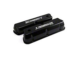Speedmaster Ford 289/302/351 Windsor Tall Aluminum Plain Valve Covers with Holes; Black (Universal; Some Adaptation May Be Required)