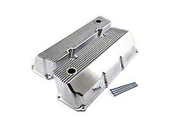 Speedmaster Ford 351 Cleveland Tall Aluminum Finned Valve Covers with Holes; Polished (Universal; Some Adaptation May Be Required)