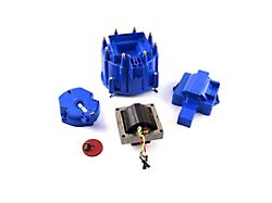 Speedmaster GM-Style HEI Distributor Cap Rotor 65K Coil Cover Upgrade Kit; Blue 