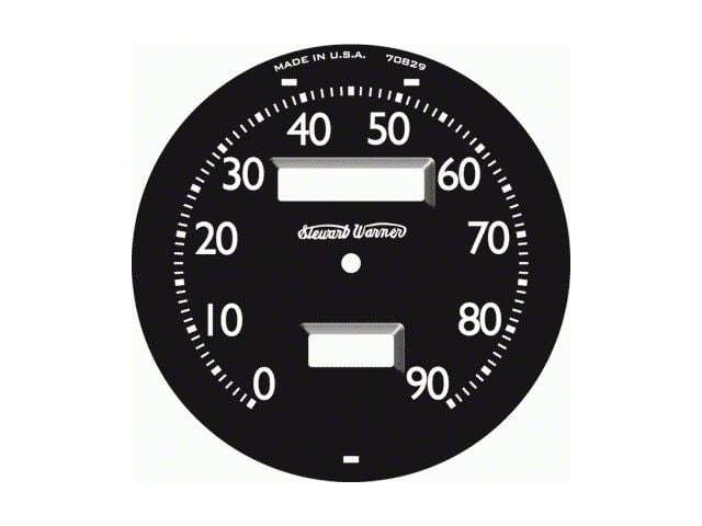 Speedometer Face - Metal - 90 Mph - Stewart Warner Script -Ford Passenger