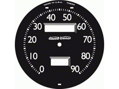 Speedometer Face - Metal - 90 Mph - Stewart Warner Script -Ford Passenger