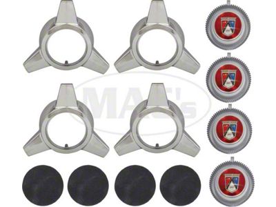Spinner & Caps, Wire Wheels, Set, Falcon, Ranchero, Fairlane, 1963-1965 (non original use with 60-93959-1 hub caps)