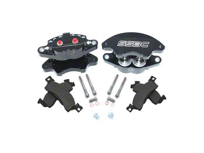 SSBC-USA Super Twin 2-Piston Front Quick Change Brake Caliper Kit with Street Performance Brake Pads; Black (69-87 Blazer, C10, C15, Jimmy, K10, K15)