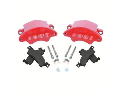 SSBC-USA Super Twin 2-Piston Front Quick Change Brake Caliper Kit with Street Performance Brake Pads; Red (69-87 Blazer, C10, C15, Jimmy, K10, K15)