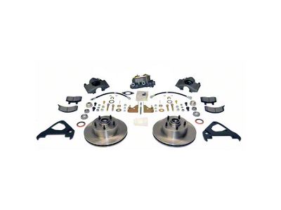 SSBC-USA Front Non-Power Drum to Disc Brake Conversion Kit with 2-Inch Drop Spindles and Dimple Drilled/Slotted Rotors; Zinc Calipers (64-72 Chevelle, Malibu)