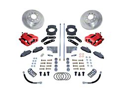 SSBC-USA Rear Disc Brake Conversion Kit with Built-In Parking Brake Assembly and Vented Rotors; Red Calipers (73-77 Monte Carlo)