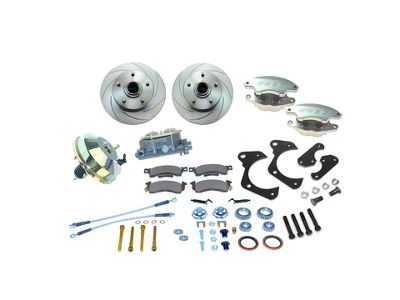 SSBC-USA Super Twin Front Power Drum to Disc Brake Conversion Kit with Spindles and Vented Rotors; Zinc Calipers (59-64 Biscayne, Impala)