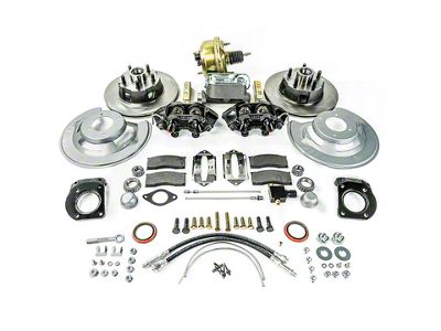 SSBC-USA Front Power Drum to Disc Brake Conversion Kit with Cross-Drilled/Slotted Rotors; Zinc Calipers (64-66 V8 Mustang)