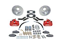 SSBC-USA Rear Disc Brake Conversion Kit with Built-In Parking Brake Assembly and Cross-Drilled/Slotted Rotors; Red Calipers (55-57 150, 210, Bel Air, Nomad)