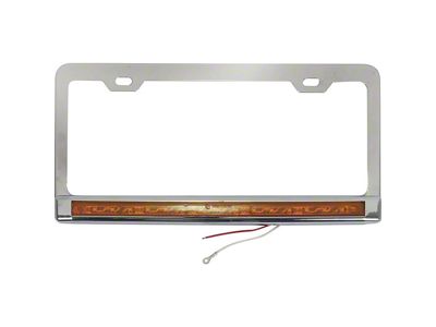 Stainless Steel License Plate Frame with Amber LED Lights and Lens