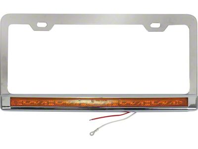 Stainless Steel License Plate Frame with Amber LED Lights and Lens