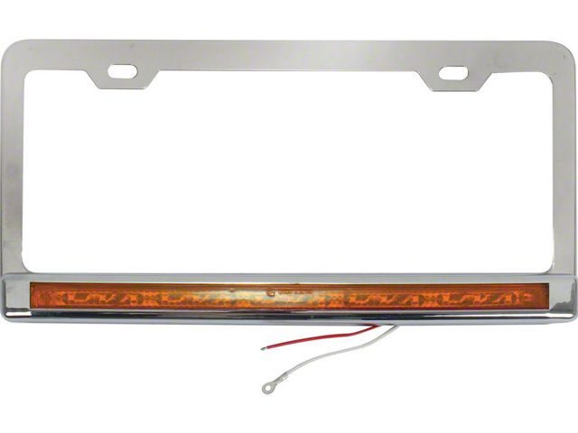 Stainless Steel License Plate Frame with Amber LED Lights and Lens