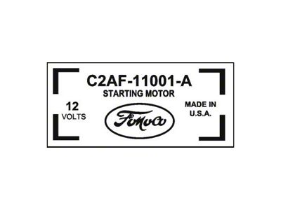 Starter Decal - 352, 390, 406 & 427 V8 - Ford