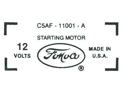 Starter Decal - 352, 390, 427 & 428 V8 - Ford