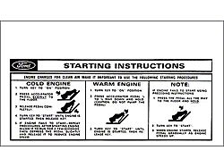 Sun Visor Starting Instructions Sleeve - Comet & Montego