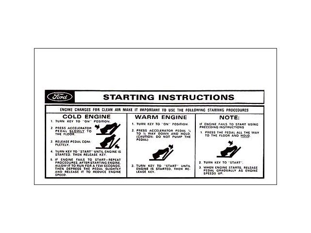 Sun Visor Starting Instructions Sleeve - Comet & Montego