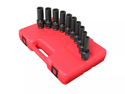 Sunex 1/2-Inch Drive Metric Deep Universal Impact Socket Set; 6-Point; 10-Piece