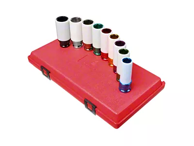 Sunex 1/2-Inch Drive Metric/SAE Wheel Protector Extra Thin Wall Impact Socket Set; 6-Point; 9-Piece