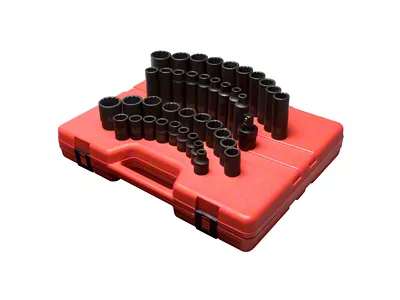 Sunex 1/2-Inch Drive Metric Standard and Deep Master Impact Socket Set; 12-Point; 39-Piece