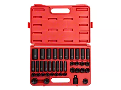 Sunex 1/2-Inch Drive Metric Standard and Deep Master Impact Socket Set; 6-Point; 39-Piece