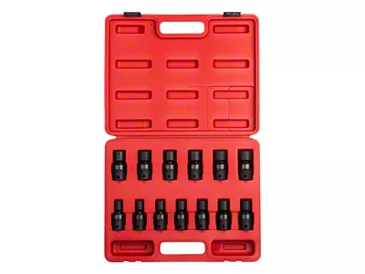 Sunex 1/2-Inch Drive Metric Universal Impact Socket Set; 6-Point; 13-Piece