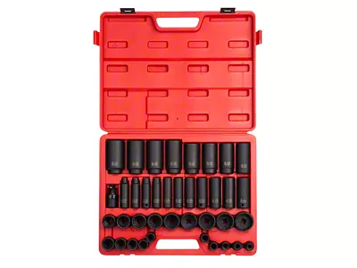Sunex 1/2-Inch Drive SAE Standard and Deep Master Impact Socket Set; 12-Point; 39-Piece