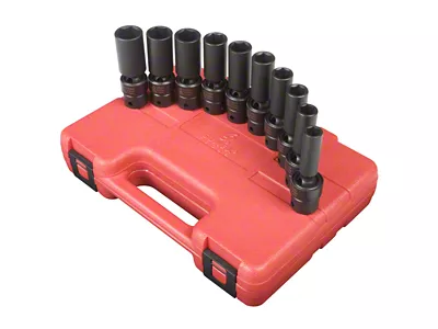Sunex 3/8-Inch Drive Metric Deep Universal Impact Socket Set; 12-Point; 10-Piece