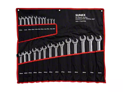 Sunex Full Polish Metric V-Groove Combonation Wrench Set; 25-Piece