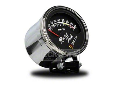 Tachometer, Retro Style Rocket Tach, Half Sweep, With Color Changing Rocket Booster