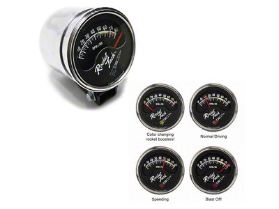 Classic Instruments Tachometer, Retro Style Rocket Tach, Half Sweep, With ColorChanging Rocket Booster