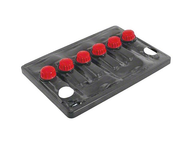 TarTopper Battery Cover - For 24F Series Battery - Black Plastic With Red Simulated Caps - Inside Dimensions 9-7/8 Wide x 6-7/8 Deep