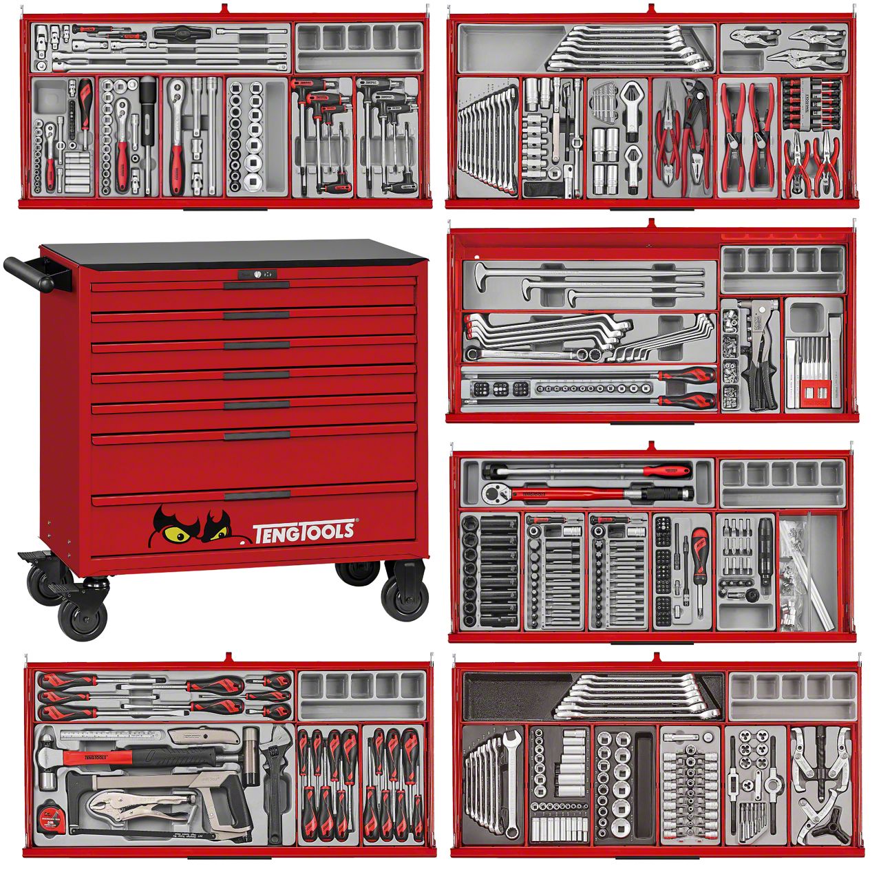Teng Tools Universal EK 37-Inch PRO35 Red Roller Cabinet Tool Kit ...