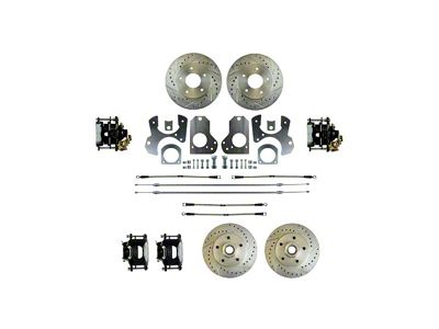 The Right Stuff Detailing Street Series 4-Wheel Disc Brake Conversion Kit; Red Calipers (82-87 Camaro w/ Non-Staggered Shocks)