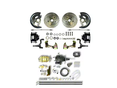 The Right Stuff Detailing Street Series Hydro Boost Front Disc Brake Conversion Kit with Original Brake Booster/Master Cylinder; Black Calipers (67-69 Camaro)