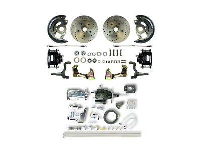 The Right Stuff Detailing Street Series Hydro Boost Front Disc Brake Conversion Kit with Chrome Brake Booster/Master Cylinder; Black Calipers (67-69 Camaro)