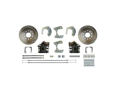 The Right Stuff Detailing Street Series Rear Disc Brake Conversion Kit for 10/12-Bolt Rear End with Normal GM Tube Axle and Ford 9-Inch Large Bearing; Natural Calipers (67-69 Camaro w/ Non-Staggered Shocks)