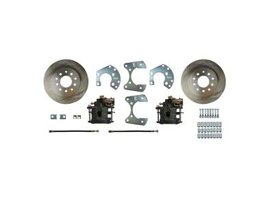 The Right Stuff Detailing Street Series Rear Disc Brake Conversion Kit for Ford 8 and 9-Inch Small Bearing Rear End; Black Calipers (1967 Camaro w/ Non-Staggered Shocks)