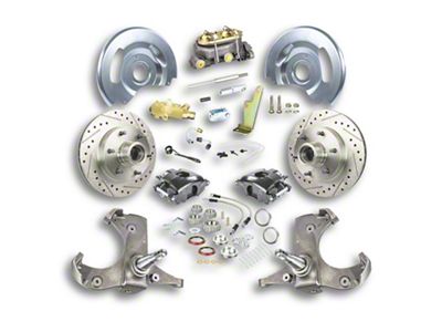 The Right Stuff Detailing Street Series Manual Front Disc Brake Conversion Kit with Original Master Cylinder for 6x5.5 Bolt Pattern; Black Calipers (63-70 Blazer, C10, C20, Jimmy, K10, K20, Suburban)