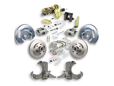 The Right Stuff Detailing Street Series Power Front Disc Brake Conversion Kit with Original Brake Booster/Master Cylinder for 6x5.5 Bolt Pattern; Natural Calipers (60-62 C10, C20, K10, K20, Suburban)