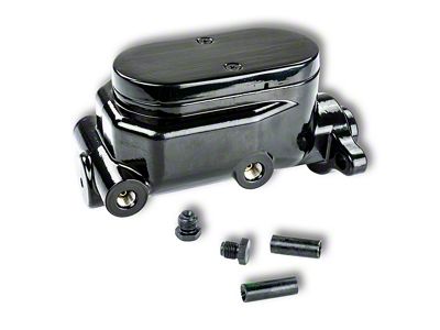 The Right Stuff Detailing Disc/Drum Dual Reservoir Master Cylinder; 1-Inch Bore; Black (67-72 Corvette C2 & C3)