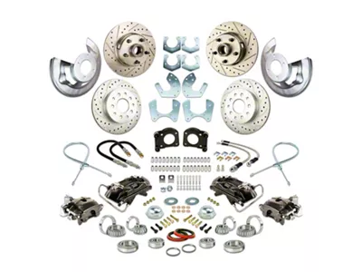 The Right Stuff Detailing Street Series At The Wheel 4-Wheel Disc Brake Conversion Kit; Black Calipers (64-69 V8 Fairlane, Torino w/ Small Ford 9/8-Inch Rear)