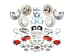 The Right Stuff Detailing Street Series At The Wheel 4-Wheel Disc Brake Conversion Kit; Red Calipers (63-69 V8 Comet, Falcon w/ Small Ford 9/8-Inch Rear)