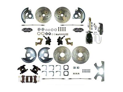 The Right Stuff Detailing Performance Series 2-Inch Drop 4-Wheel Disc Brake Conversion Kit with Black Brake Booster/Master Cylinder; Black Calipers (1967 Firebird)