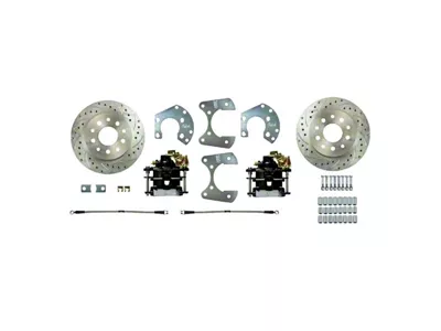 The Right Stuff Detailing Street Series Rear Disc Brake Conversion Kit for Ford 8.8-Inch Rear End and 5-Lug Axles; Black Calipers (1967 Firebird w/ Non-Staggered Shocks)