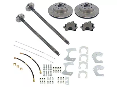 The Right Stuff Detailing Street Series Rear Disc Brake Conversion Kit for Ford 8.8-Inch Rear End; Natural Calipers (1967 Firebird w/ Non-Staggered Shocks)